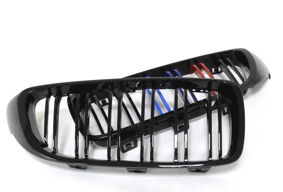 2014  BMW 4 Series (F32 / F33 / F36) M Inspired Dual Slat Kidney Grilles (Various Finishes) [Fits OEM F82 M4 & F80 M3]