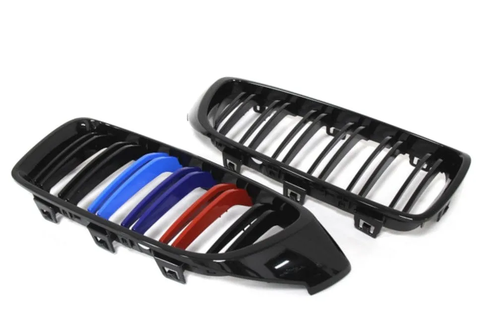 2014  BMW 4 Series (F32 / F33 / F36) M Inspired Dual Slat Kidney Grilles (Various Finishes) [Fits OEM F82 M4 & F80 M3]