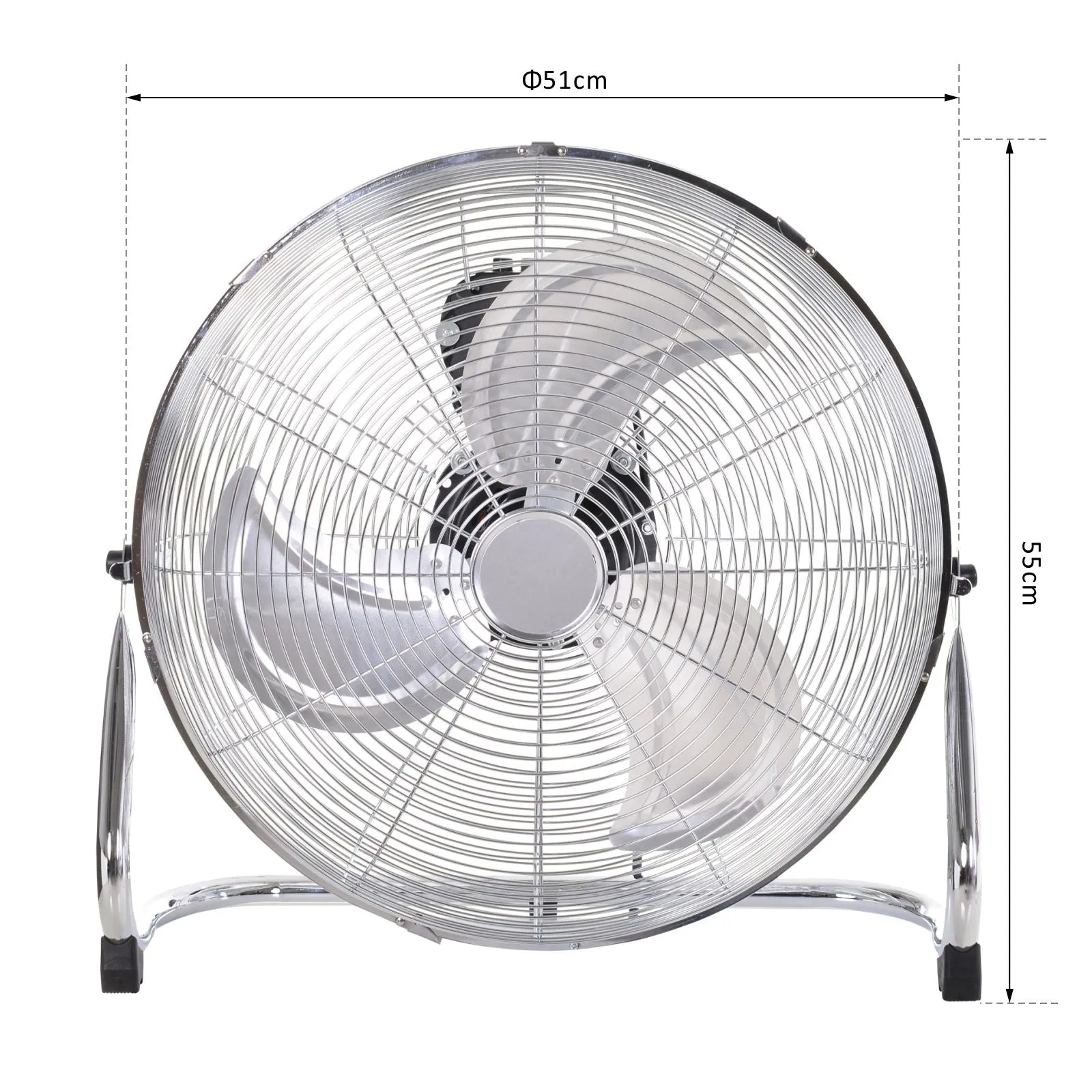 20" Chrome Metal Floor Fan with Tilting