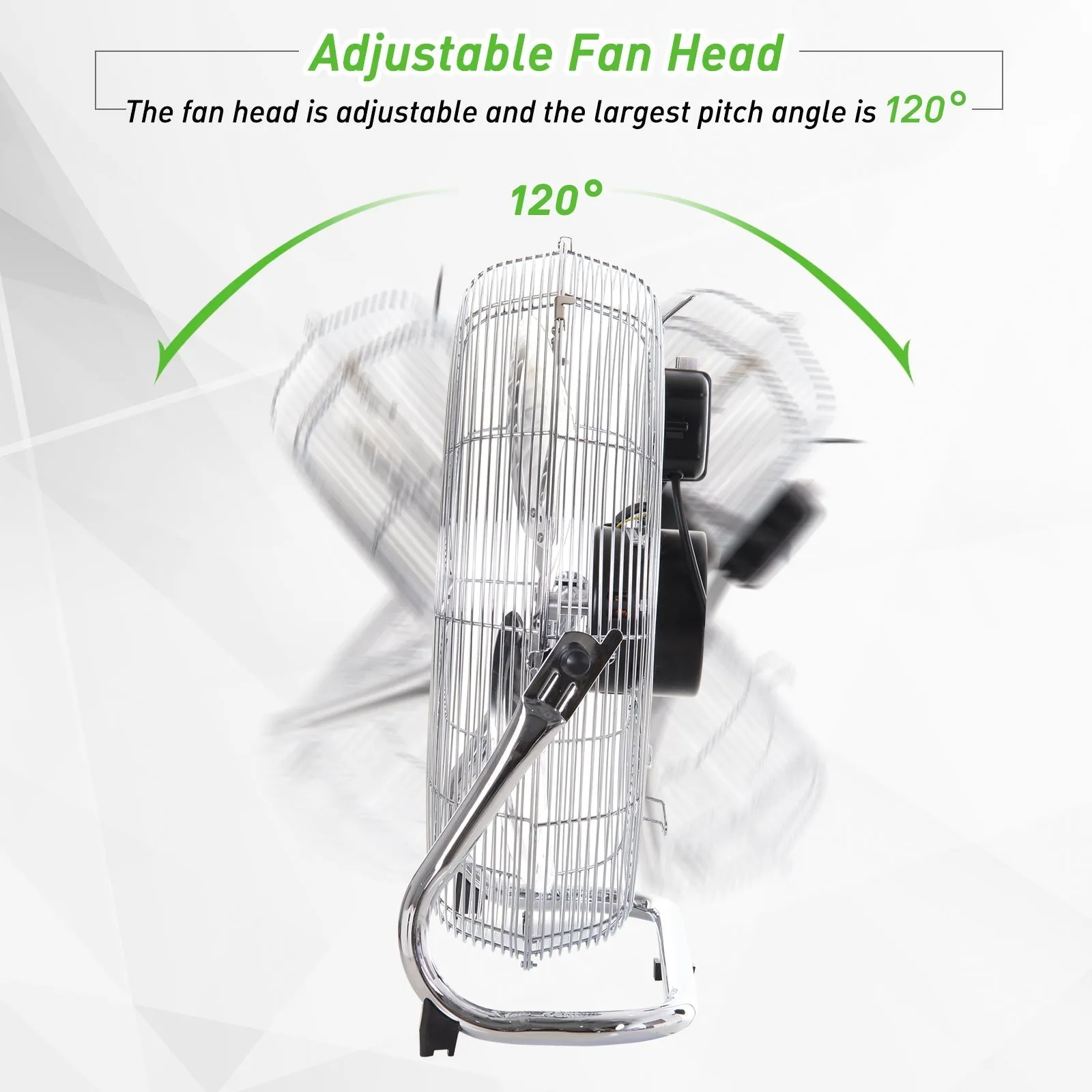 20" Chrome Metal Floor Fan with Tilting