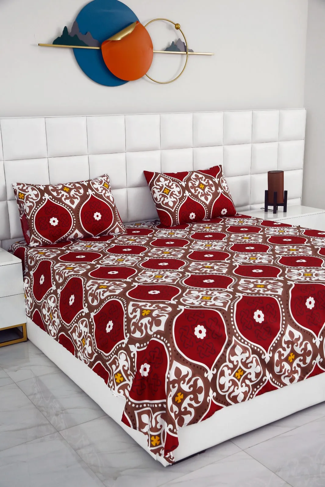 2Pcs Single Bed Sheet-Brown Crown