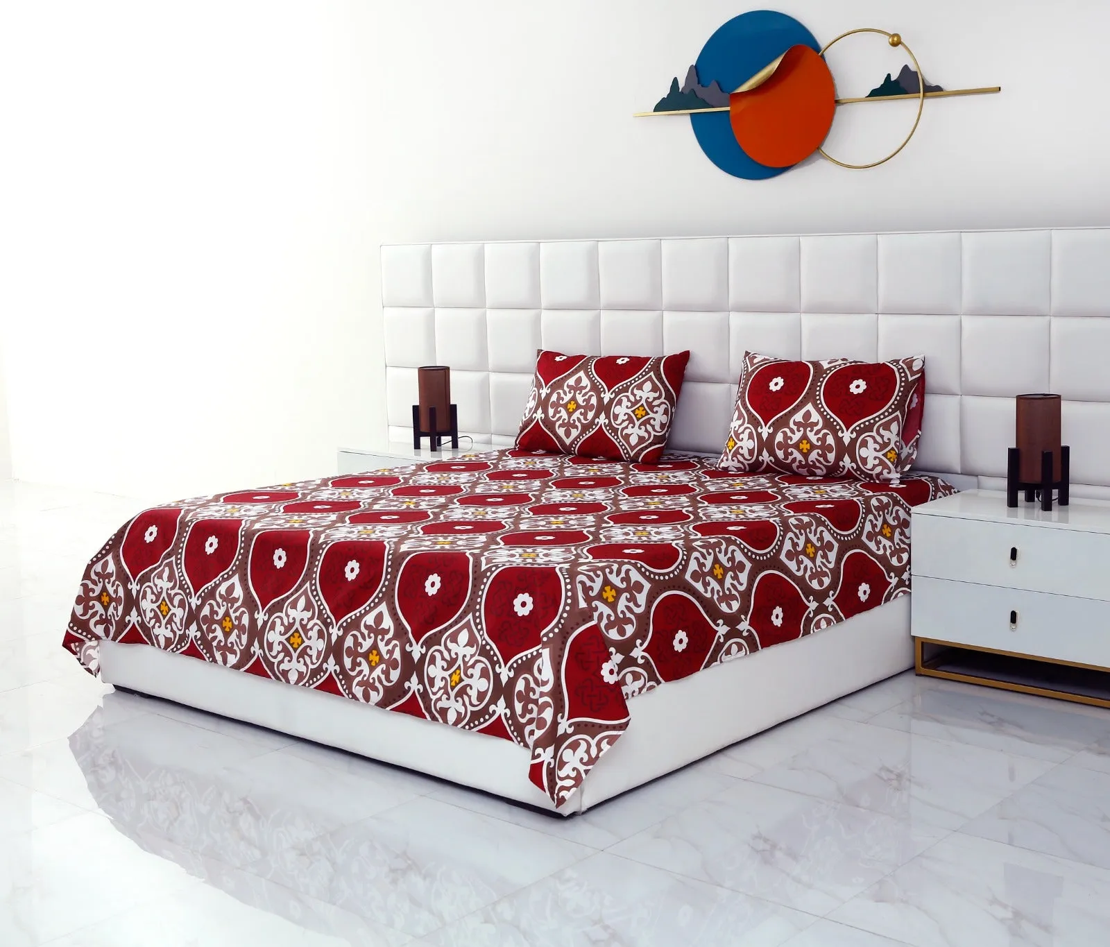 2Pcs Single Bed Sheet-Brown Crown