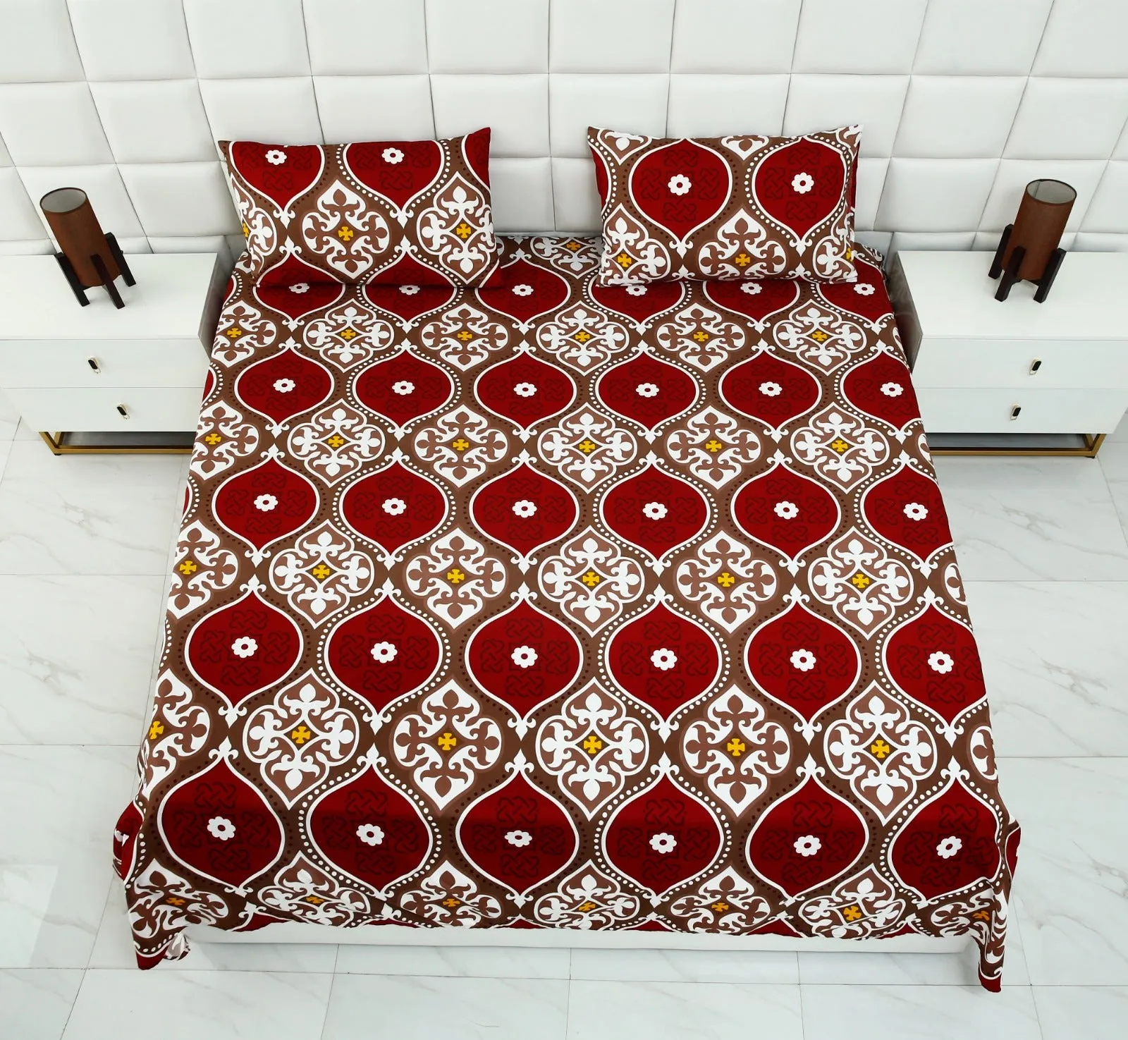 2Pcs Single Bed Sheet-Brown Crown