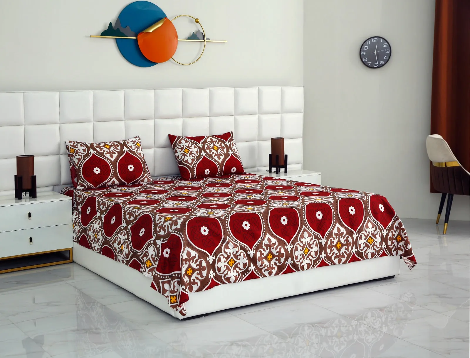 2Pcs Single Bed Sheet-Brown Crown