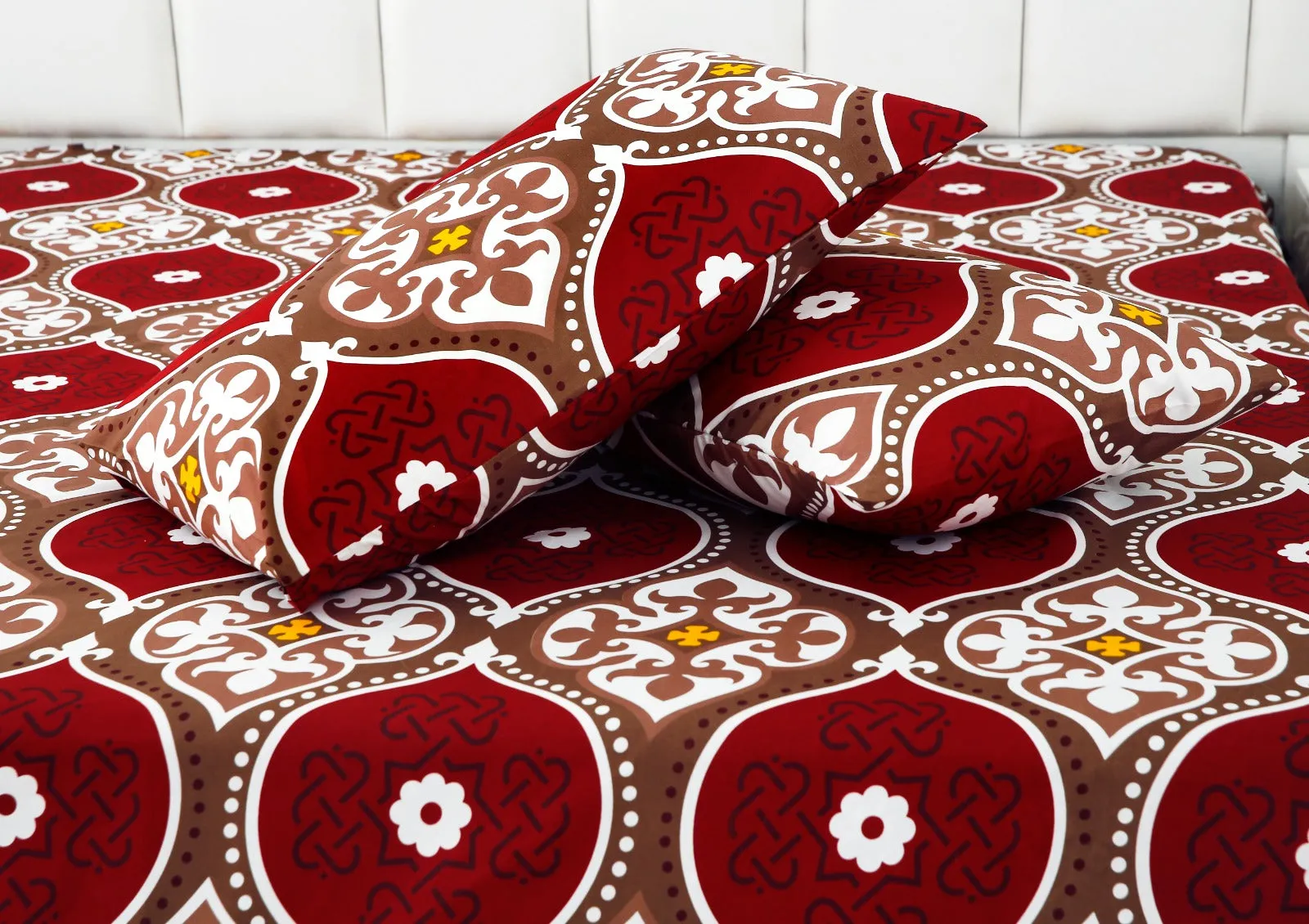 2Pcs Single Bed Sheet-Brown Crown