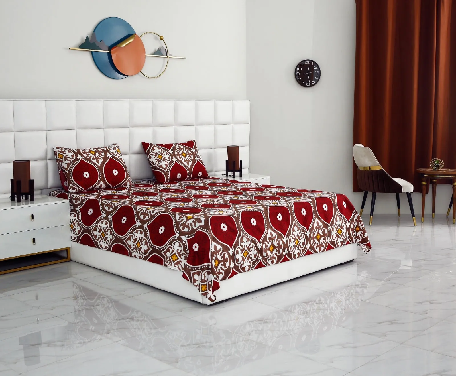 2Pcs Single Bed Sheet-Brown Crown