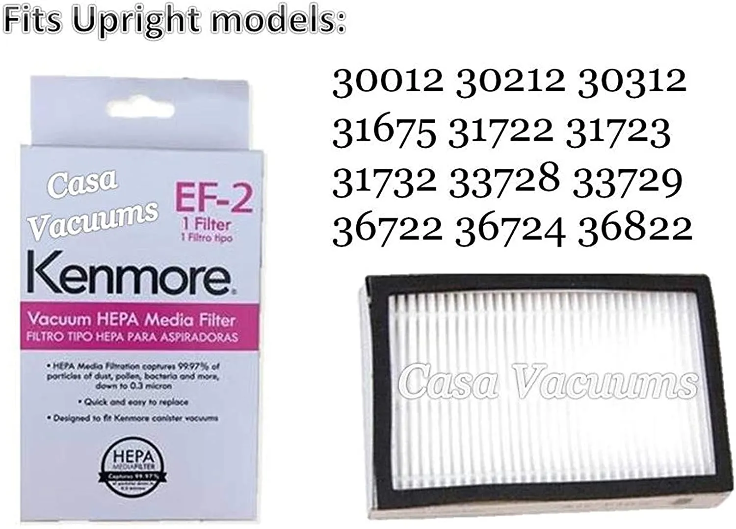 6 Kenmore O/U HEPA Bags 53294   1 Sears Kenmore EF-2 Filter 86880