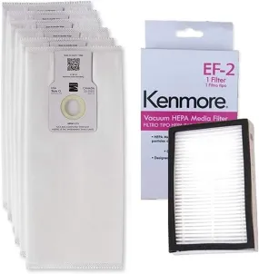 6 Kenmore O/U HEPA Bags 53294   1 Sears Kenmore EF-2 Filter 86880