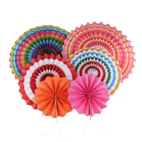 6pcs Decorative Paper Fans - Mixed Colour