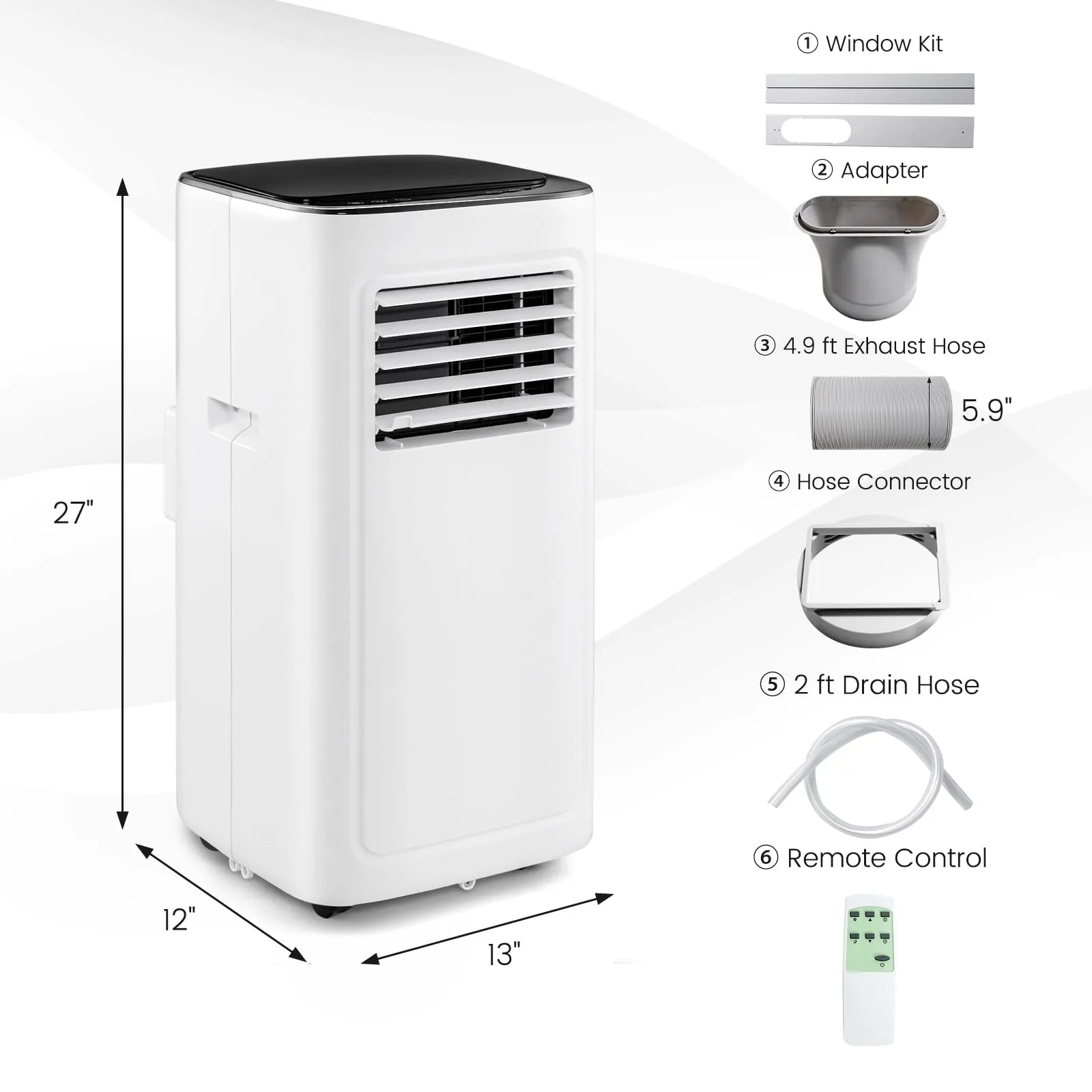 9000 BTU Portable Air Conditioner, 3-in-1 AC Cooling Unit with Remote Control, Dehumidifier, 24H Timer