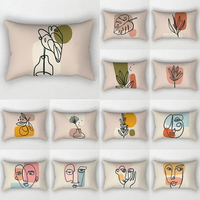 Abstract Leaf Plant Pattern Sofa Pillowcase