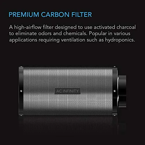 AC Infinity Air Carbon Filter 6" with Premium Australian Virgin Charcoal, for Inline Duct Fan, Odor Control, Hydroponics, Grow Rooms