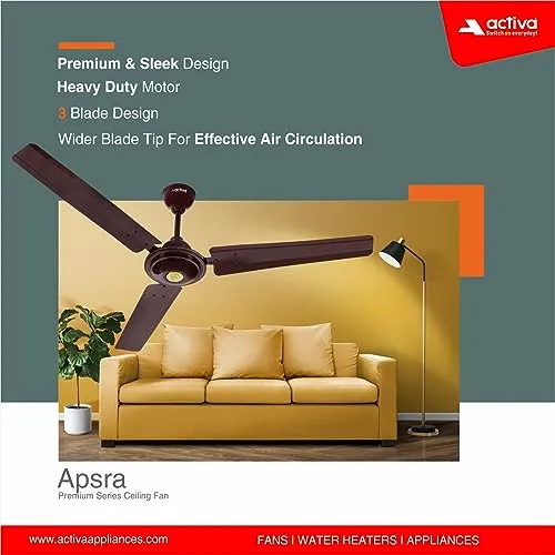 ACTIVA 1200 MM HIGH SPEED 390 RPM BEE APPROVED APSRA CEILING FAN BROWN 2 Years Warranty