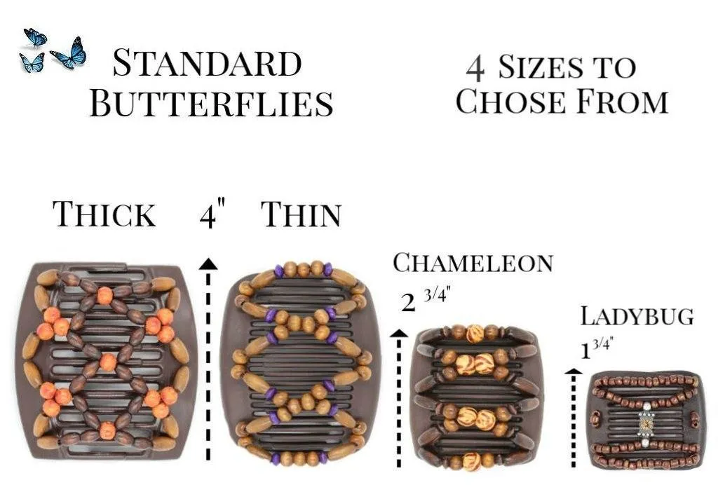 African Butterfly Chameleon Hair Comb - Stones & Bones Brown 30