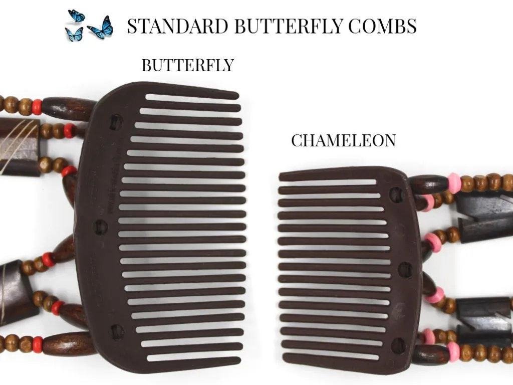 African Butterfly Hair Comb - Flowers Clear 51