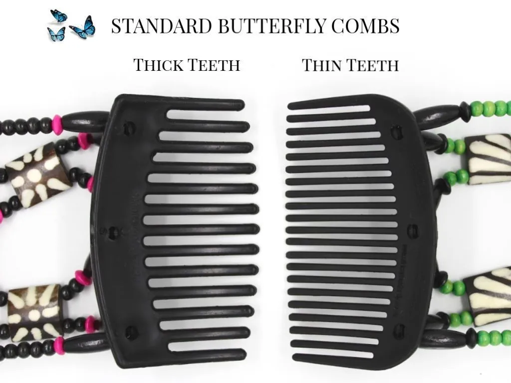 African Butterfly Thick Hair Comb - Beada Black 99