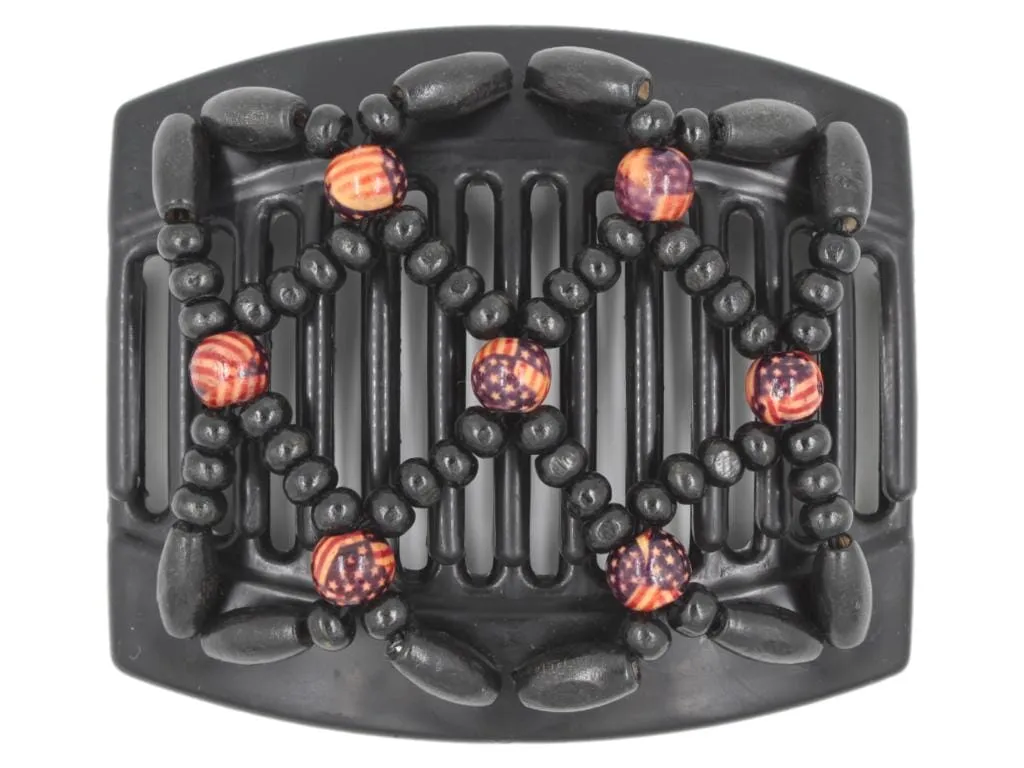 African Butterfly Thick Hair Comb - Ndebele Black 125