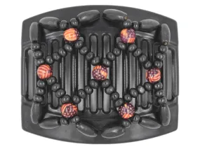 African Butterfly Thick Hair Comb - Ndebele Black 125