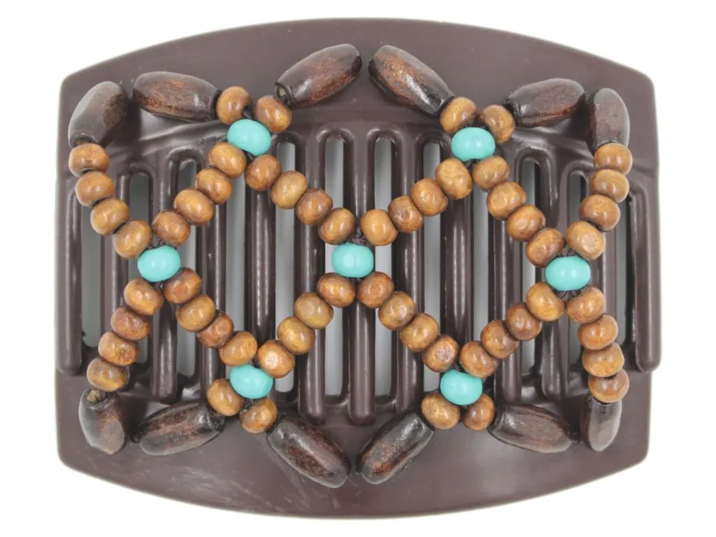 African Butterfly Thick Hair Comb - Ndebele Brown 121