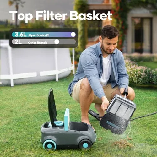 AIPER Cordless Robotic Pool Cleaner, Pool Vacuum for Above Ground Pool with Advanced Filtration, Tri-Motor & LED Indicator, ldeal for Above-Ground Pools Up to 33 FT in Length (Last 130 Mins)