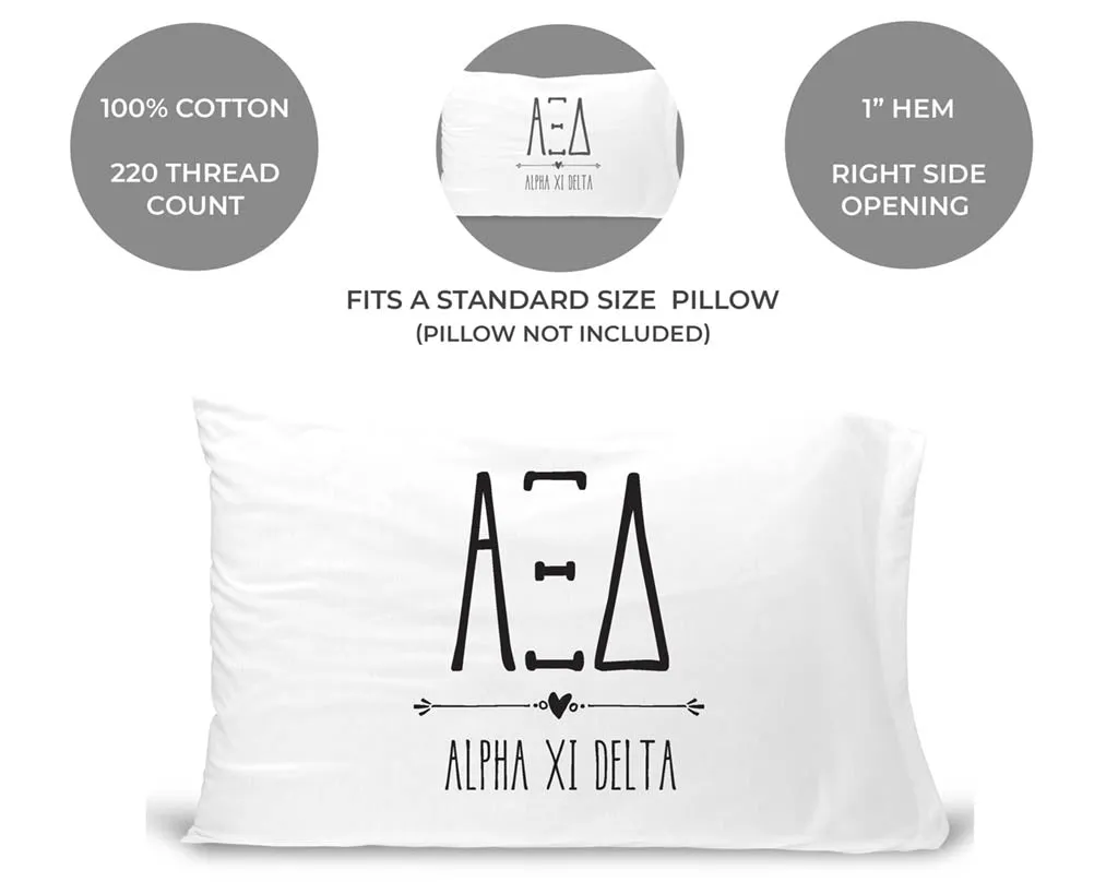 Alpha Xi Delta Boho Greek Letters and Name Pillowcase