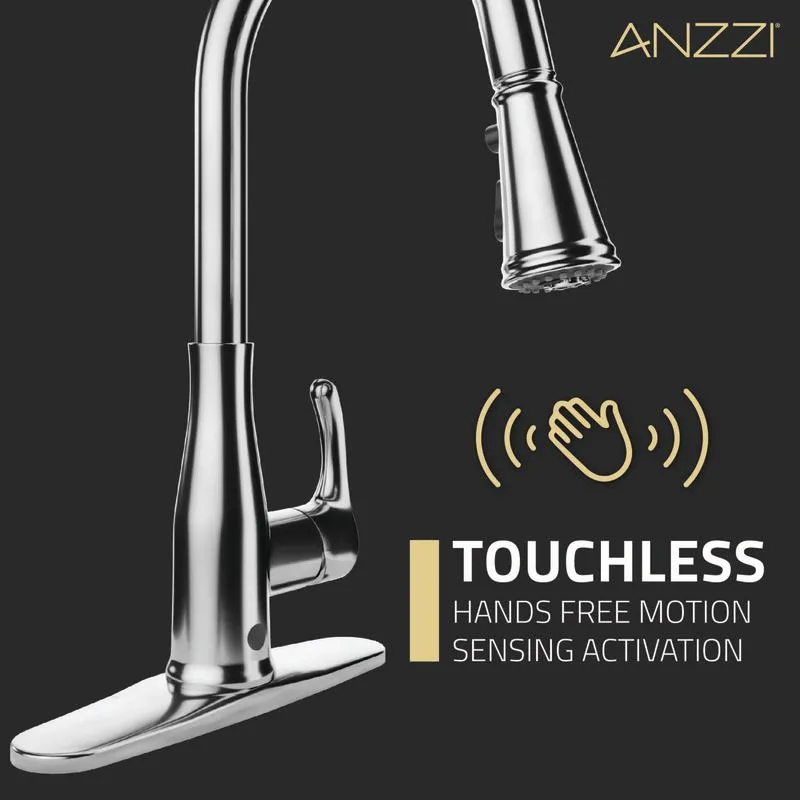 ANZZI Sifo Hands Free Touchless 1-Handle Pull-Down Sprayer Kitchen Faucet with Motion Sense and Fan Sprayer