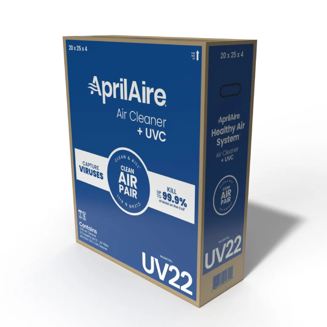 AprilAire UV22 Clean Air Pair (AprilAire Air Purifier, Healthy Air Filter, and UVC Coil Cleaner)