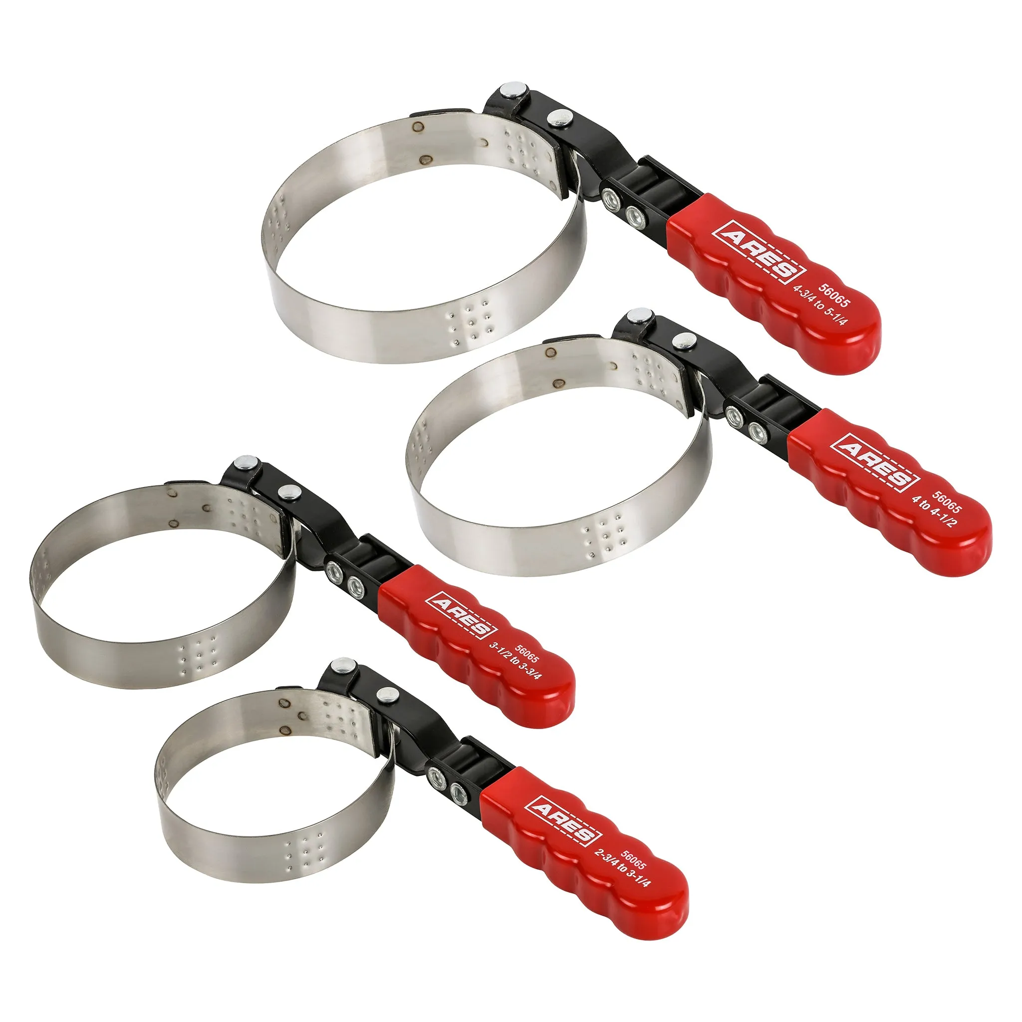 ARES 56065 - 4-Piece Swivel Oil Filter Wrench Set with Storage Pouch