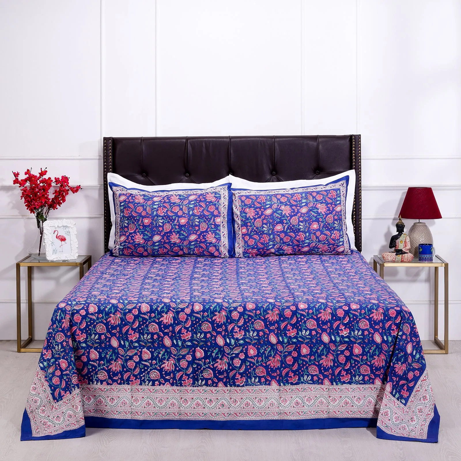 Arohi Jaal Navy Blue Cotton  Bedsheet