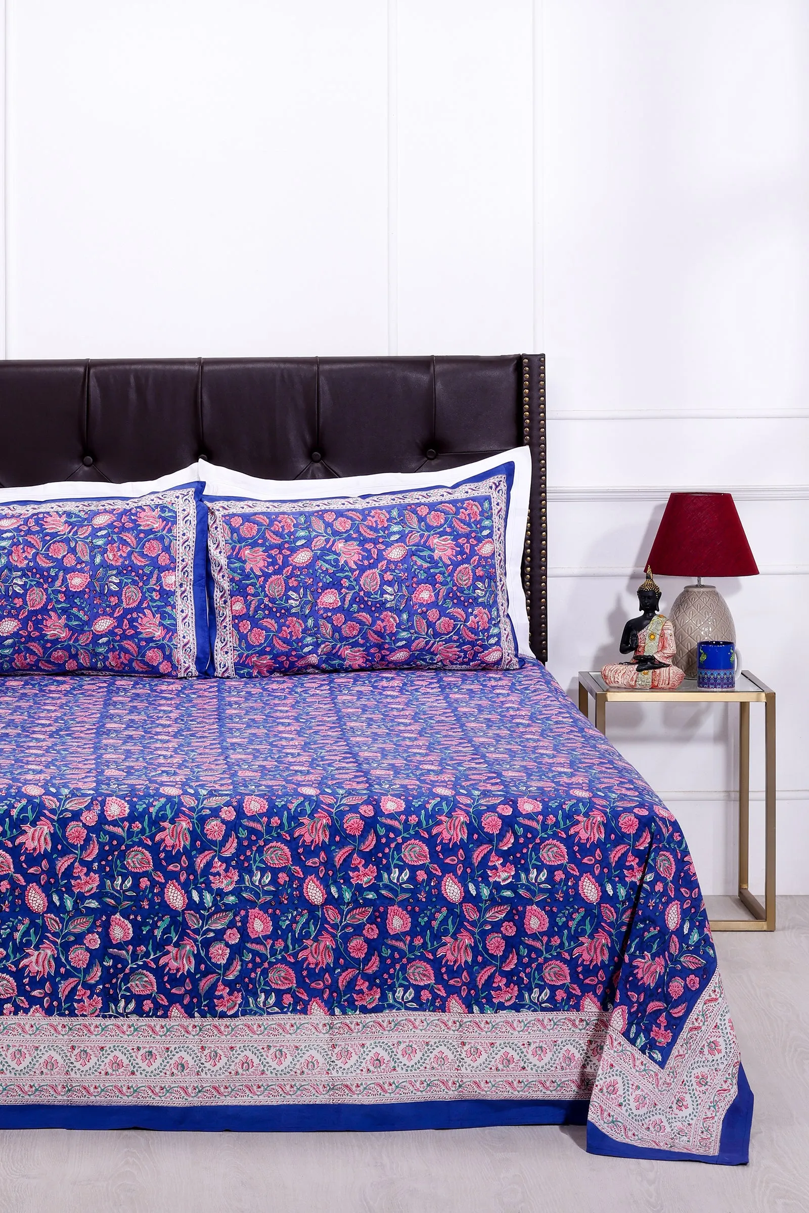 Arohi Jaal Navy Blue Cotton  Bedsheet