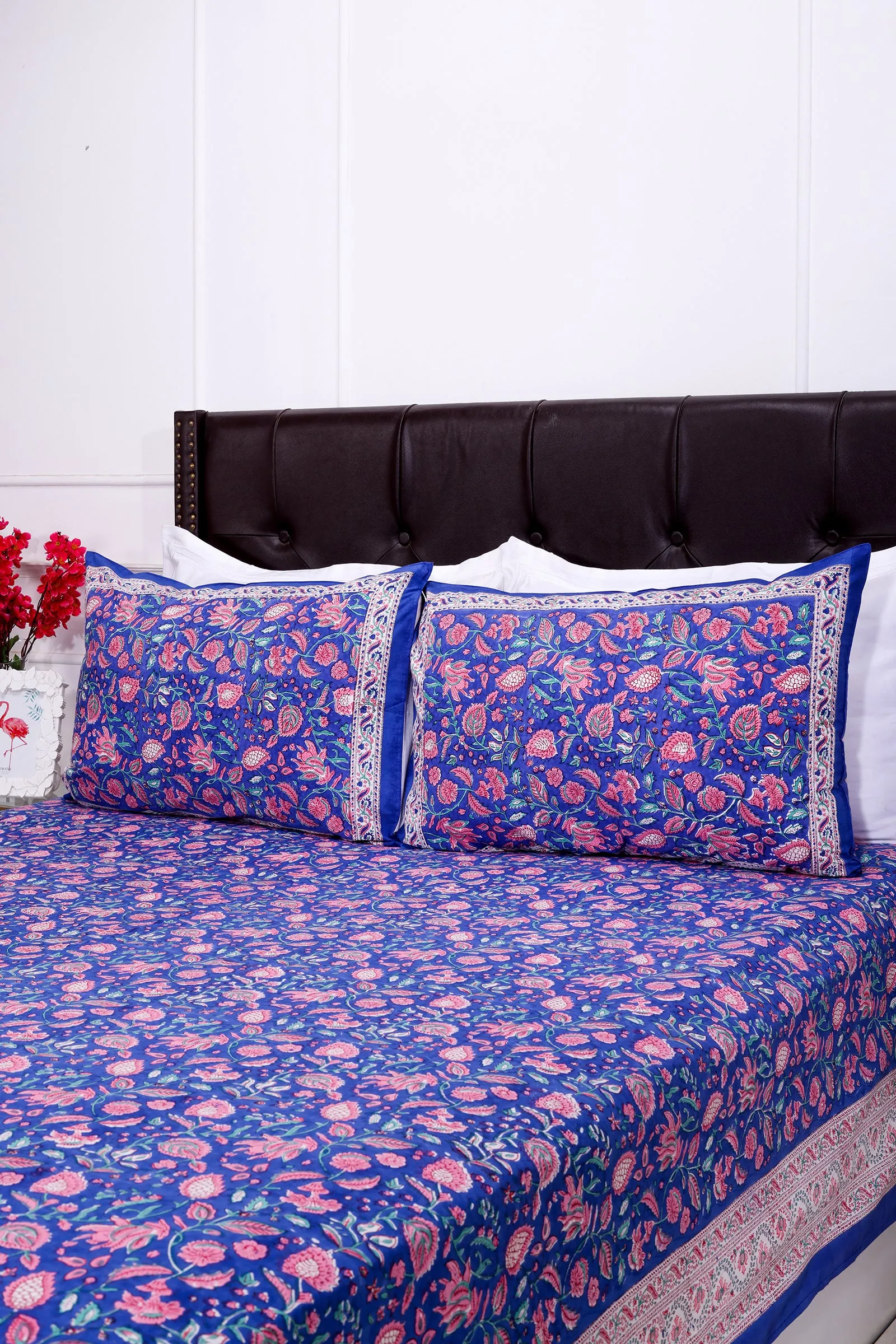 Arohi Jaal Navy Blue Cotton  Bedsheet