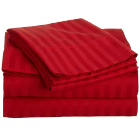 Bed Sheets with Stripes 300 Thread count - Red