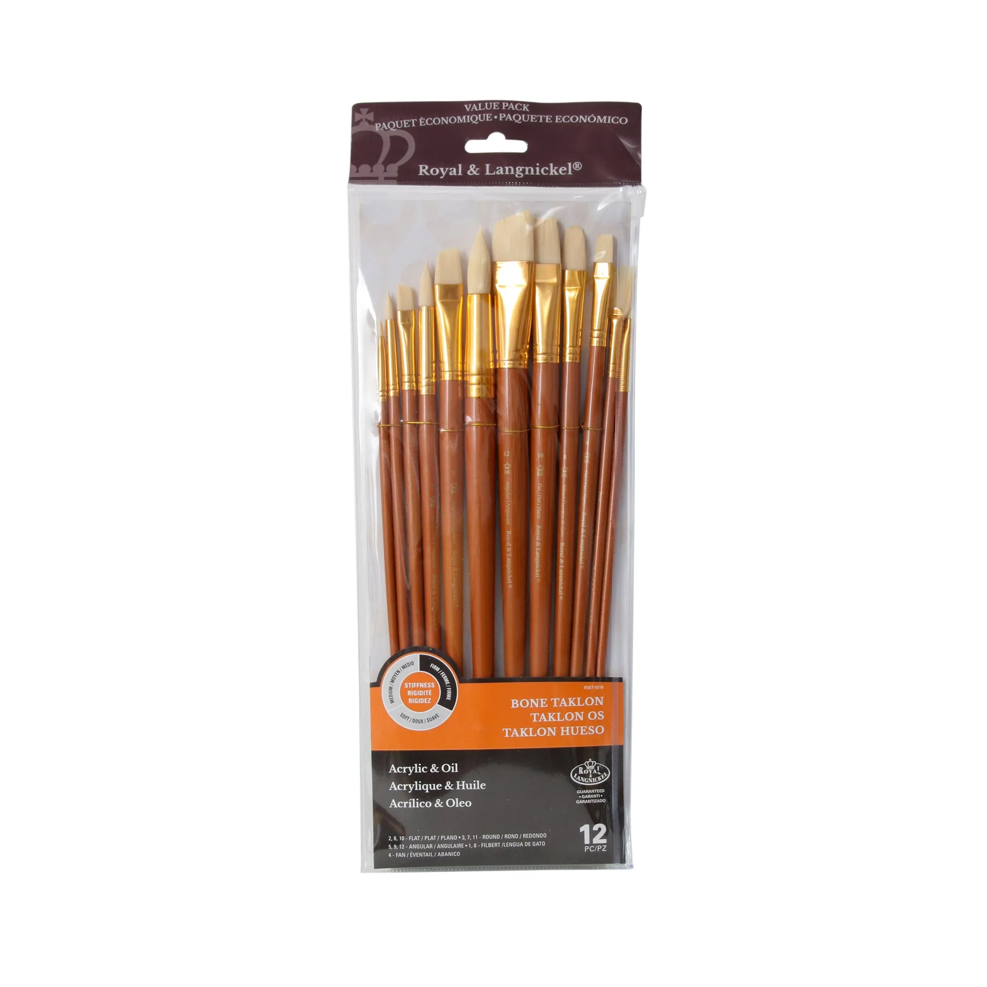 Bone Taklon Paintbrushes — Set of 12