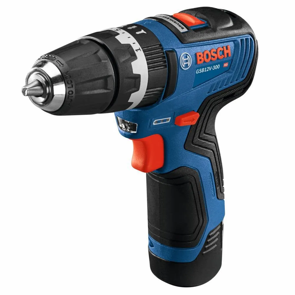 Bosch GSB12V-300B22 12V Max Brushless 3/8 In. Hammer Drill/Driver Kit with (2) 2.0 Ah Batteries