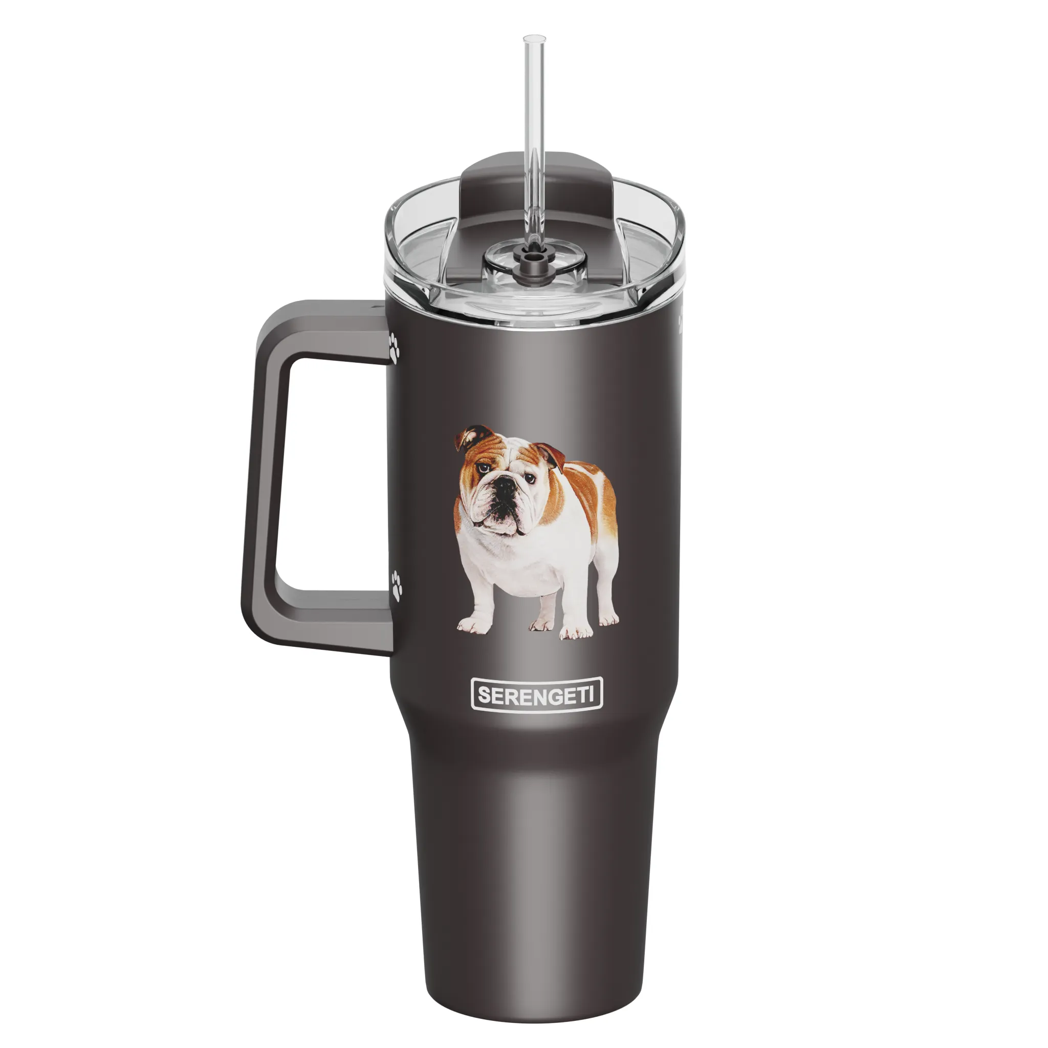 Bulldog 40 oz Tumbler with Handle and Straw Lid on