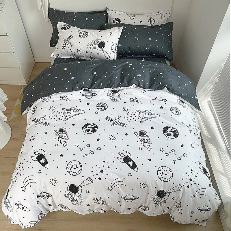 Cartoon Galaxy Astronaut Bedding Sets