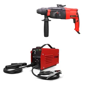 CHESTON 26 mm 850W 900RPM 3 Modes Rotary Hammer Drill Machine with 3-Piece Drill Bit and 2 Chisel   200A Portable Inverter ARC/MMA Compact Welding Machine