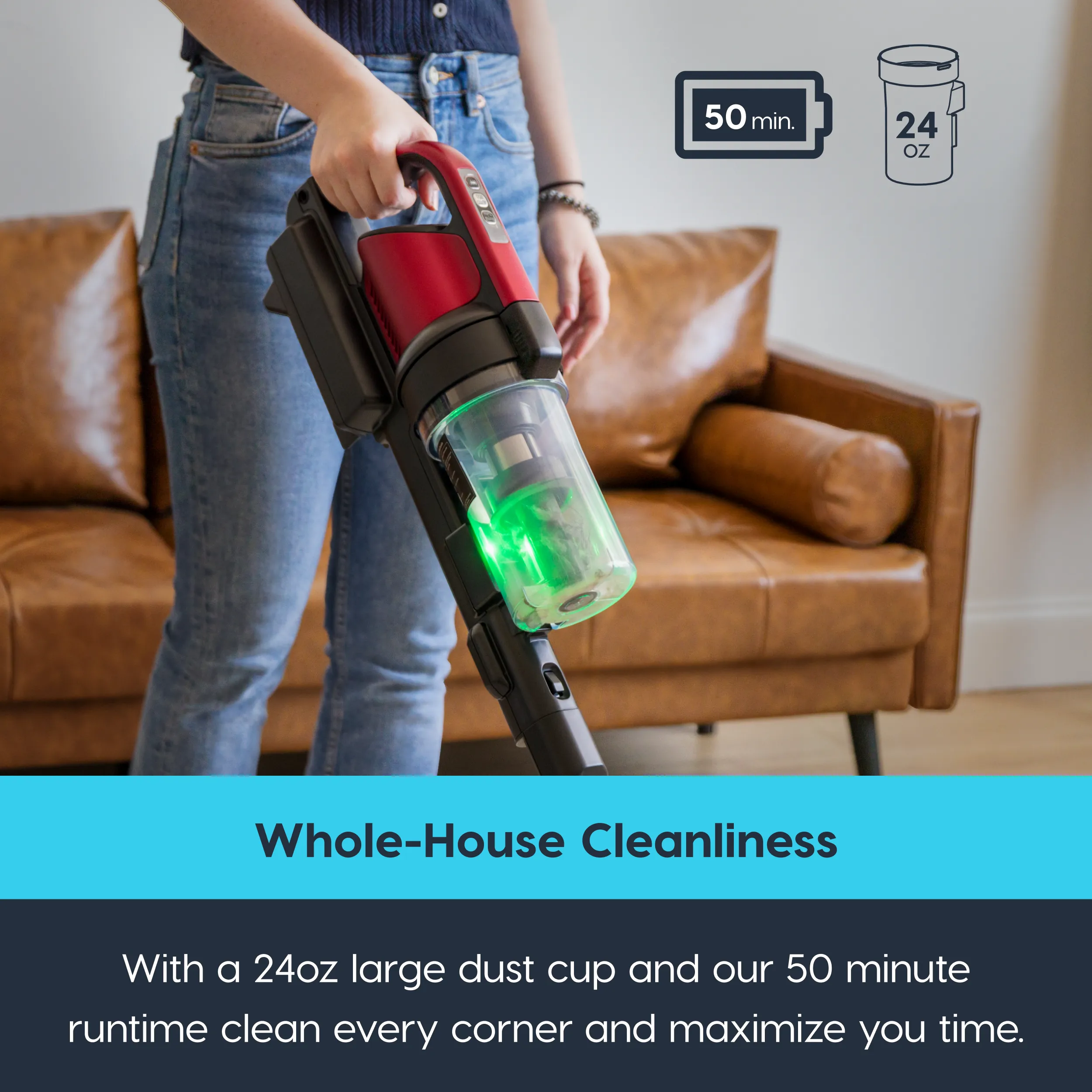 Cordless Stick Vacuum Cleaner - 24oz Dust Cup