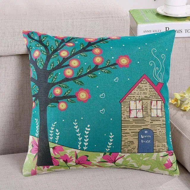 Decorative Tree Printed Home Cute Pillow Cases