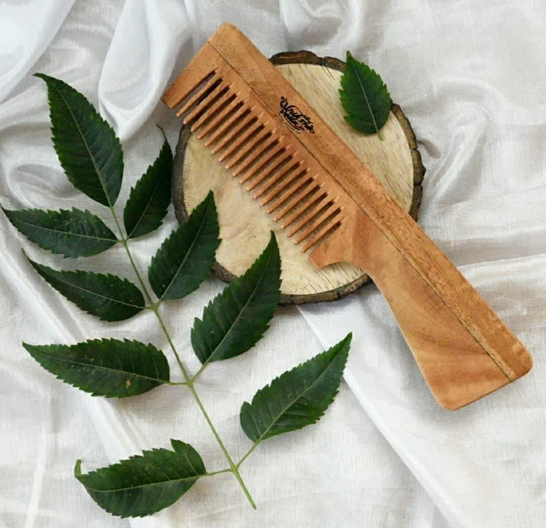 Detangling Neem Wood Comb with Handle