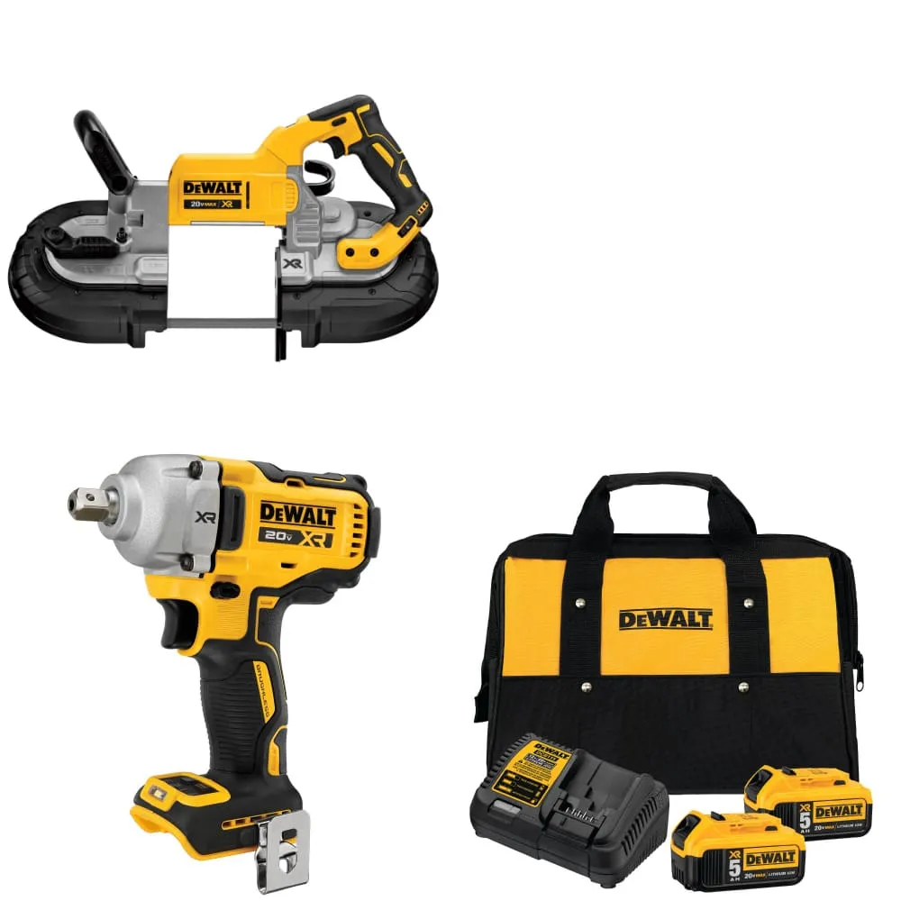 DeWalt DCF892B 20V MAX Impact Wrench w/ DCS374B Band Saw & FREE Battery 2-Pack