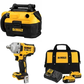 DeWalt DCF892B 20V MAX Impact Wrench w/ DCV581H Vacuum & FREE Battery 2-Pack