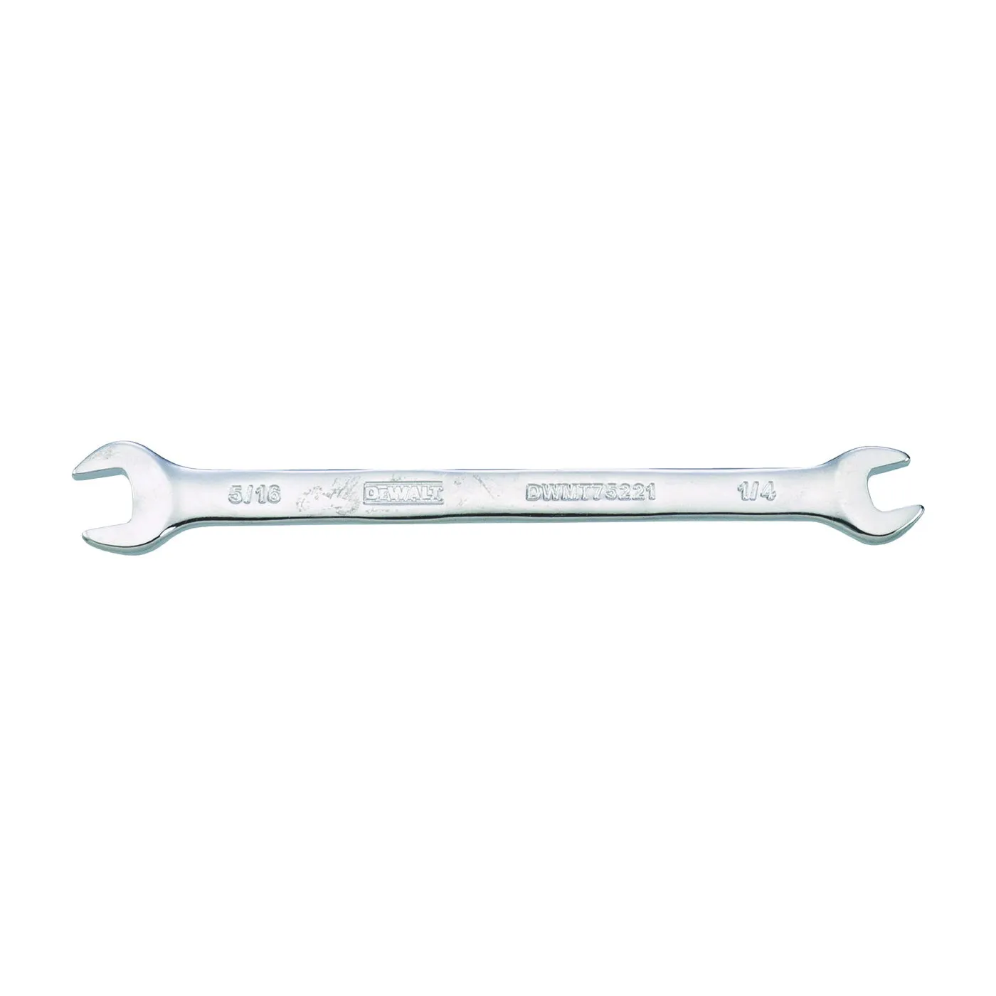 DeWALT DWMT75221OSP Open End Wrench, SAE, 1/4 x 5/16 in Head, 4-27/32 in L, Polished Chrome