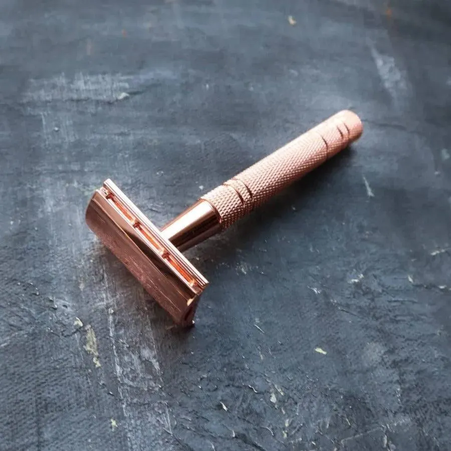 Double Edge Safety Razor Shaving Kit -  Rose Gold