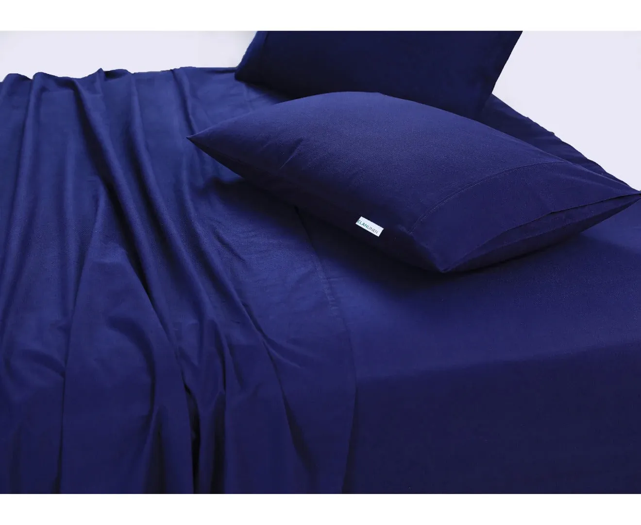 Elan Linen 100% Egyptian Cotton Vintage Washed 500TC Navy Blue Single Bed Sheet Set