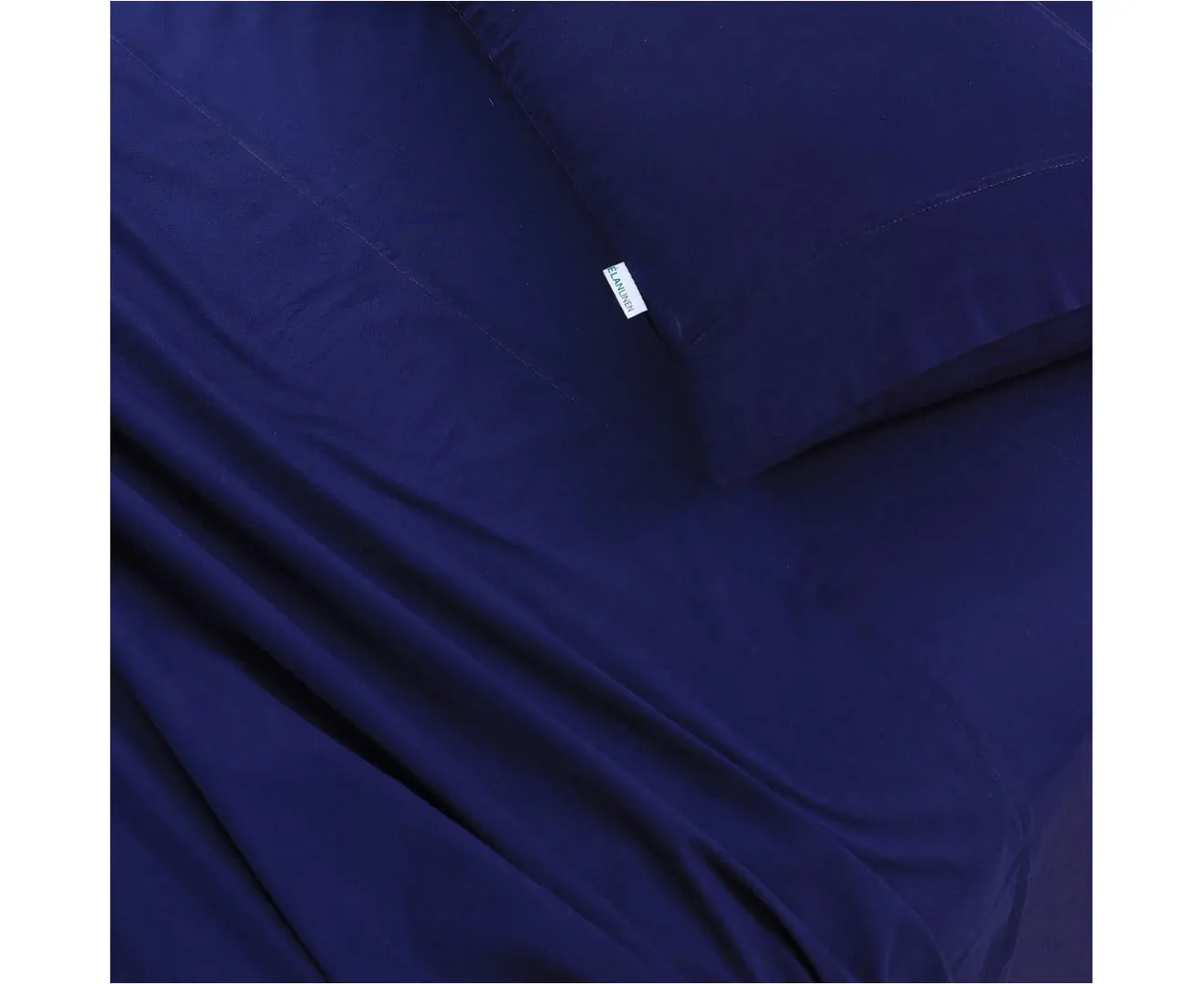 Elan Linen 100% Egyptian Cotton Vintage Washed 500TC Navy Blue Single Bed Sheet Set