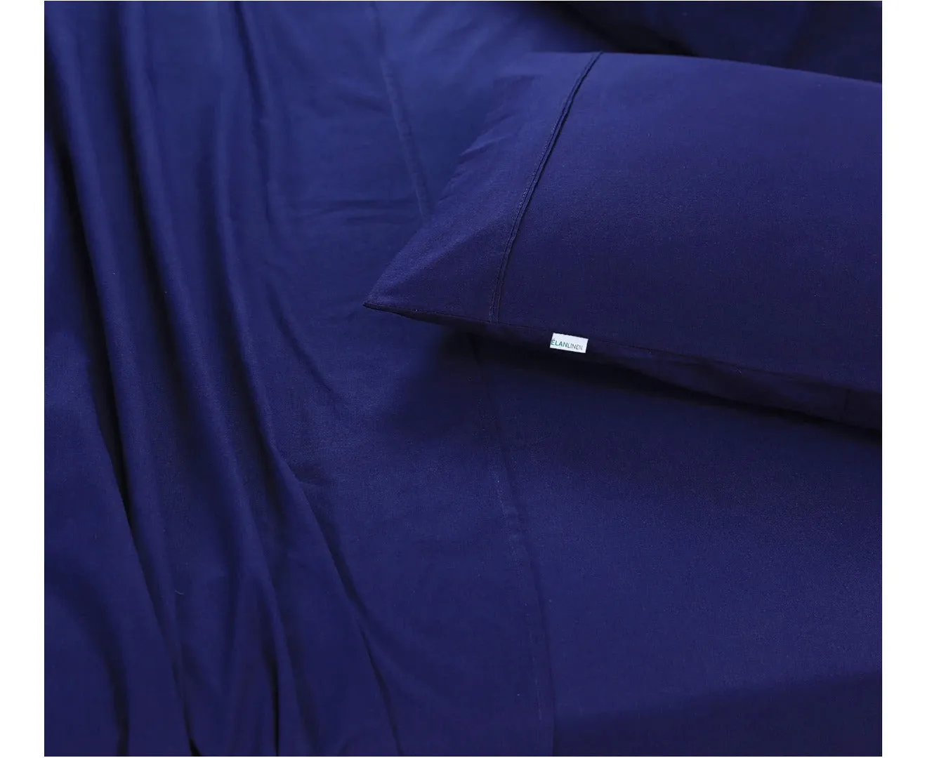 Elan Linen 100% Egyptian Cotton Vintage Washed 500TC Navy Blue Single Bed Sheet Set