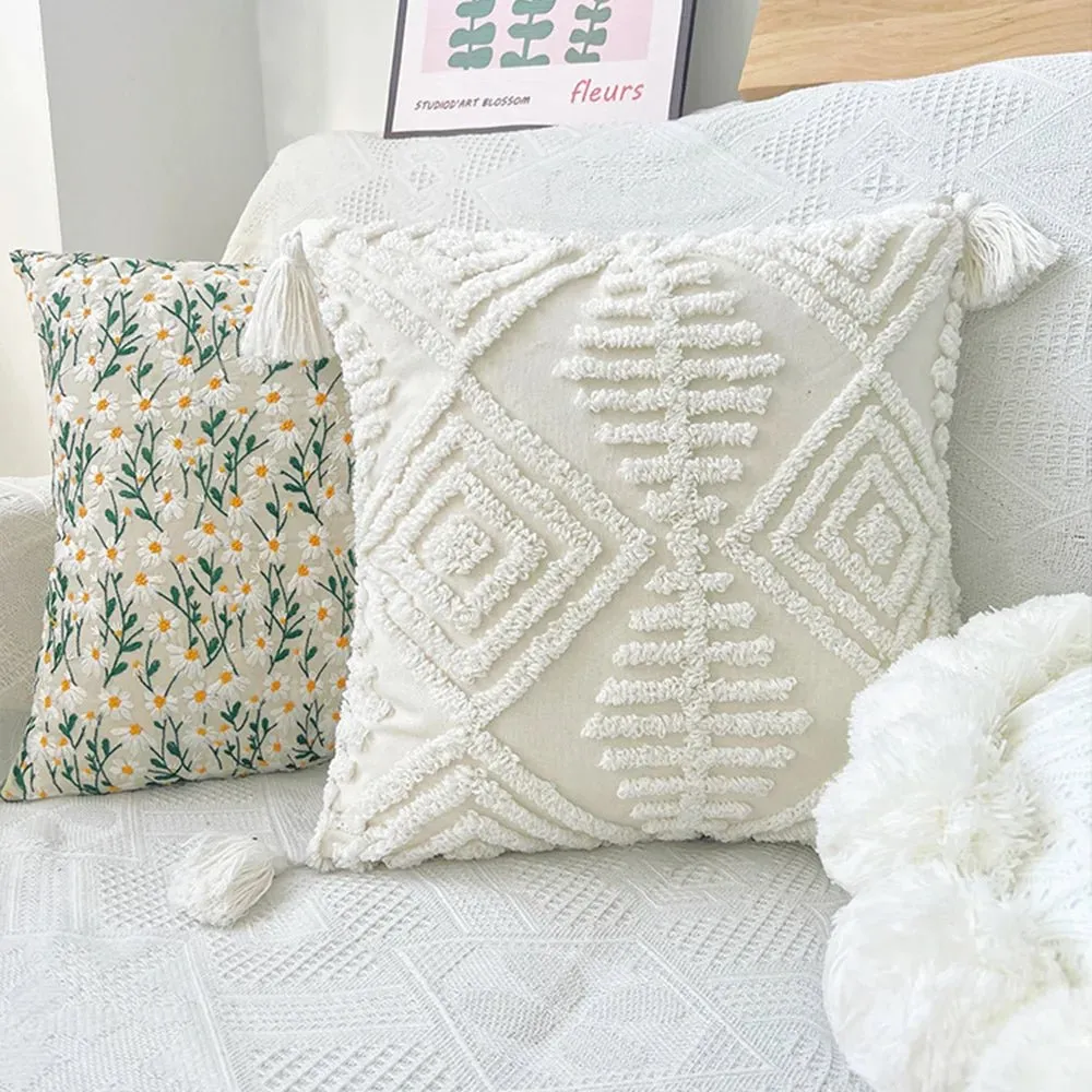 Embroidered Floral Pillow Case