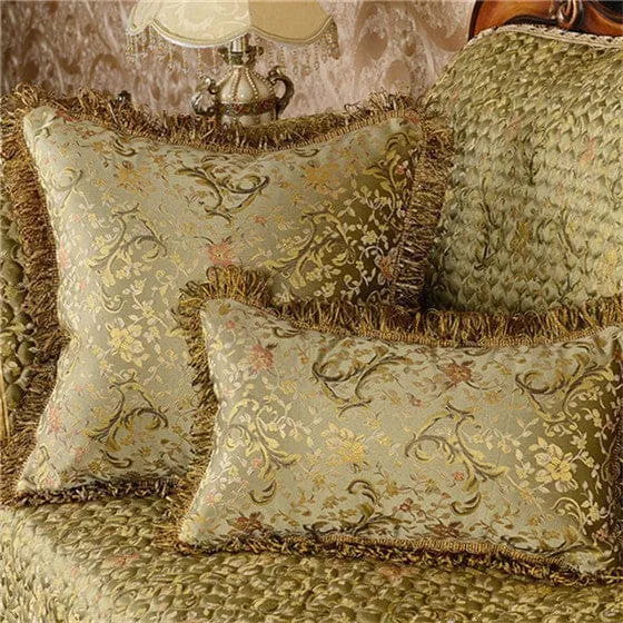 Europe Satin Jacquard Tassels Luxury Cushion Cover