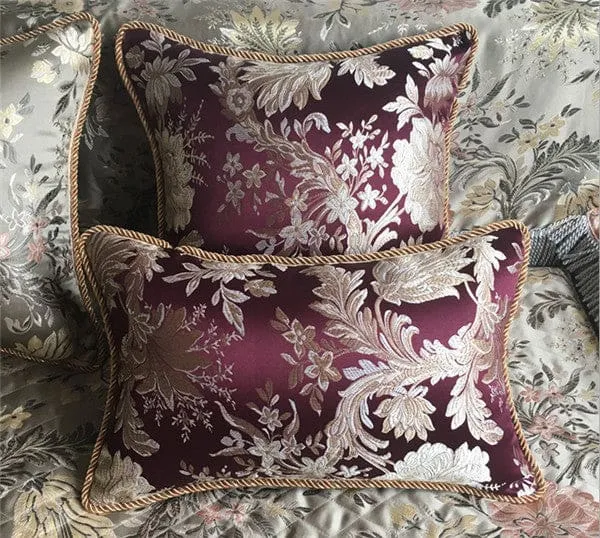 Europe Satin Jacquard Tassels Luxury Cushion Cover